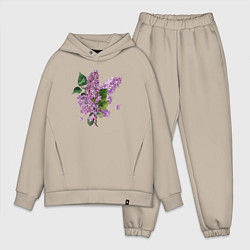 Мужской костюм оверсайз СИРЕНЬ АКВАРЕЛЬЮ, цвет: миндальный