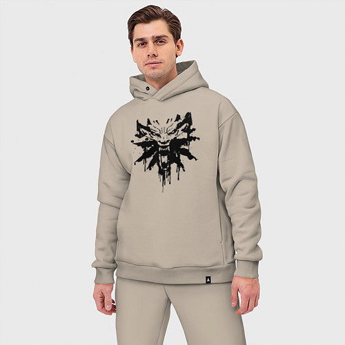 Мужской костюм оверсайз The Witcher подтеки лого / Миндальный – фото 3