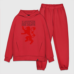 Мужской костюм оверсайз Logo and quotes Lannister, цвет: красный