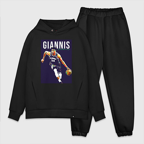 Мужской костюм оверсайз Giannis - Bucks / Черный – фото 1