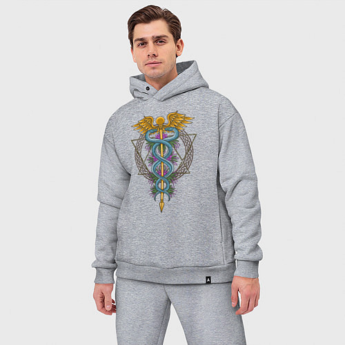 Мужской костюм оверсайз Кадуцей / Меланж – фото 3