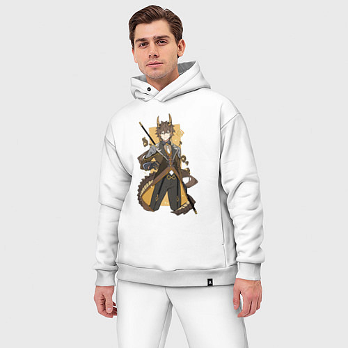 Мужской костюм оверсайз Чжун Ли в деле / Белый – фото 3