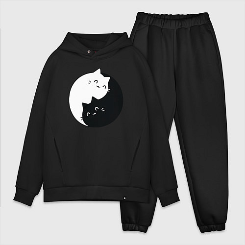 Мужской костюм оверсайз Инь Ян Котики / Черный – фото 1