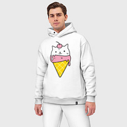 Мужской костюм оверсайз Ice Cream Cat, цвет: белый — фото 2