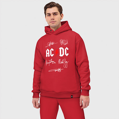 Мужской костюм оверсайз AC DC АВТОГРАФЫ ИСПОЛНИТЕЛЕЙ / Красный – фото 3