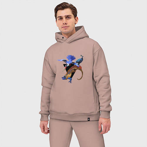 Мужской костюм оверсайз Экзотика джунглей / Пыльно-розовый – фото 3