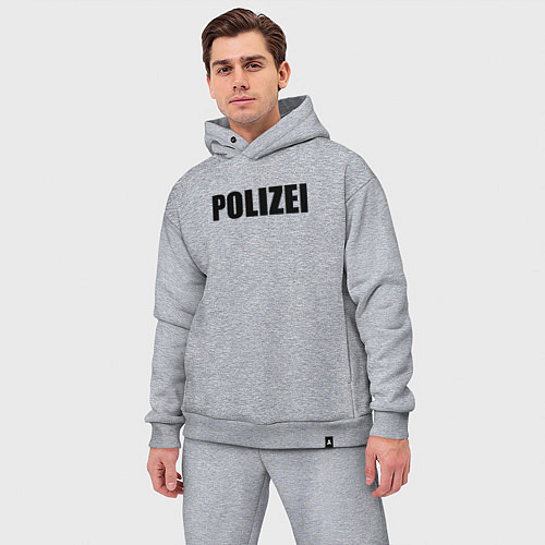 Мужской костюм оверсайз POLIZEI / Меланж – фото 3