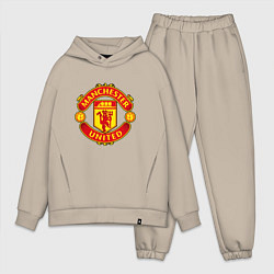 Мужской костюм оверсайз Манчестер Юнайтед логотип цвета миндальный — фото 1