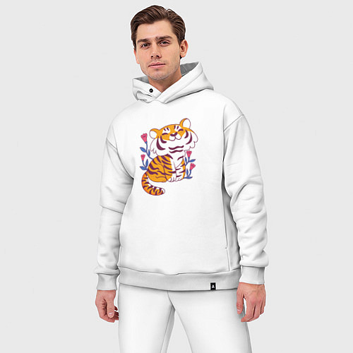 Мужской костюм оверсайз Cute little tiger cub / Белый – фото 3