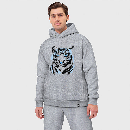 Мужской костюм оверсайз Line Blue Tiger / Меланж – фото 3