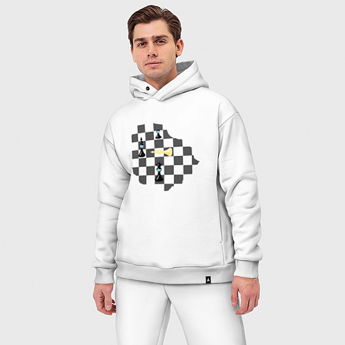 Мужской костюм оверсайз Шахматы в маске / Белый – фото 3