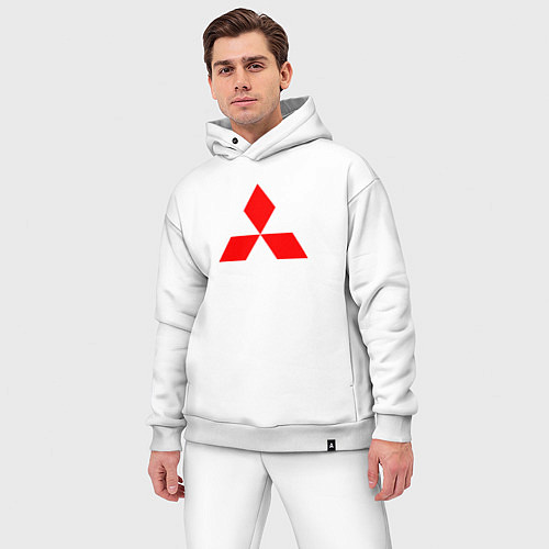 Мужской костюм оверсайз MITSUBISHI МИЦУБИСИ МИТСУБИСИ МИЦУБИШИ LOGO STYLE / Белый – фото 3