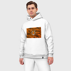 Мужской костюм оверсайз Тигр настоящий хищник, цвет: белый — фото 2