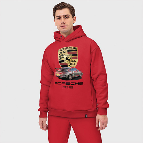 Мужской костюм оверсайз Porsche GT 3 RS Motorsport / Красный – фото 3