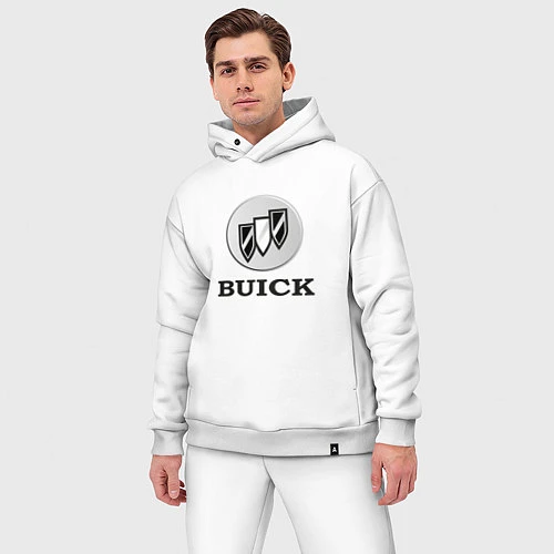 Мужской костюм оверсайз Gray gradient Logo Buick / Белый – фото 3