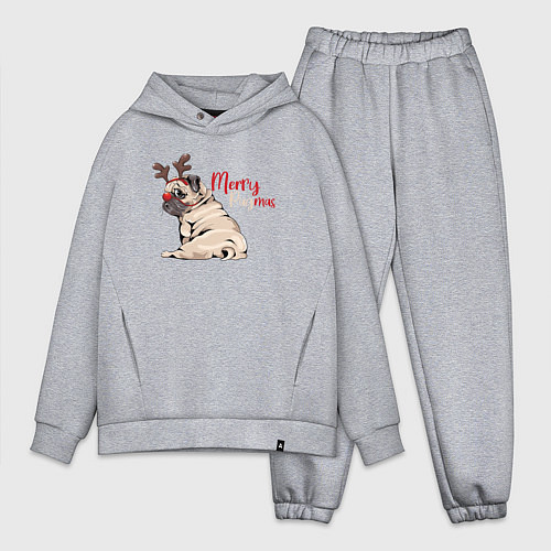 Мужской костюм оверсайз Merry Pugmas / Меланж – фото 1