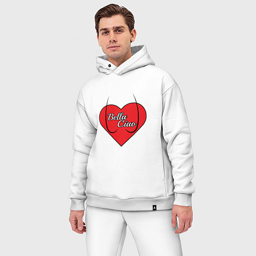 Мужской костюм оверсайз Сердце Белла Чао / Белый – фото 3