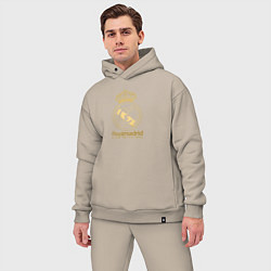 Мужской костюм оверсайз Real Madrid gold logo, цвет: миндальный — фото 2