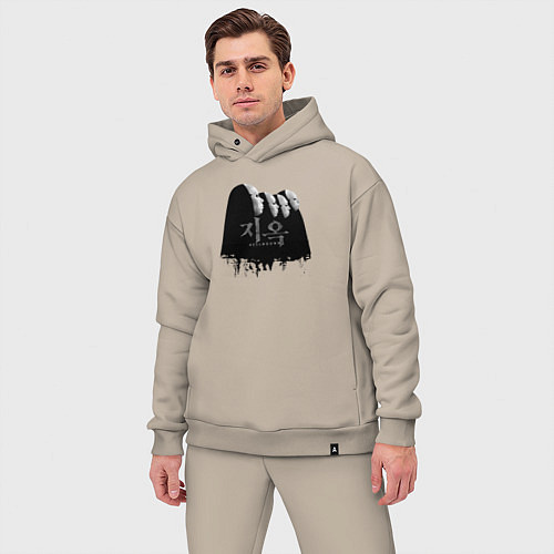 Мужской костюм оверсайз Спонсоры Hellbound / Миндальный – фото 3