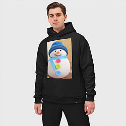 Мужской костюм оверсайз Счастливый снеговичок, цвет: черный — фото 2