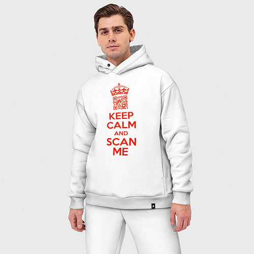 Мужской костюм оверсайз Keep calm and scan me - fuck off / Белый – фото 3