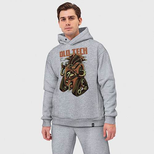 Мужской костюм оверсайз Робот старой технологии / Меланж – фото 3