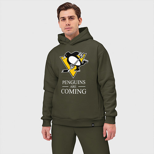 Мужской костюм оверсайз Penguins are coming, Pittsburgh Penguins, Питтсбур / Хаки – фото 3