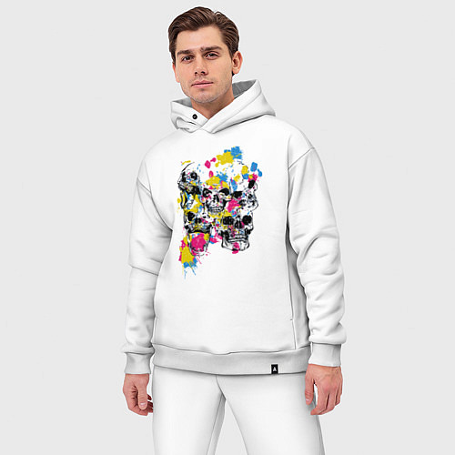 Мужской костюм оверсайз Color & Skulls / Белый – фото 3