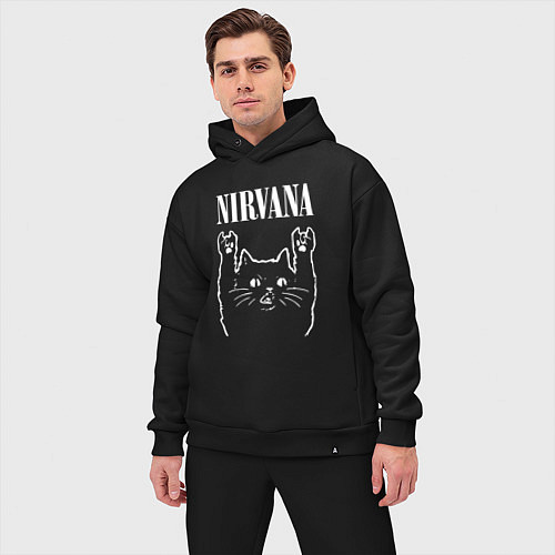 Мужской костюм оверсайз Nirvana Rock Cat, НИРВАНА / Черный – фото 3