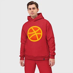 Мужской костюм оверсайз Баскетбольный неоновый мяч, цвет: красный — фото 2