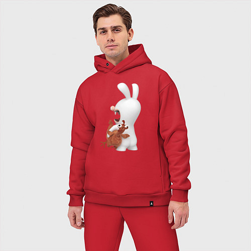 Мужской костюм оверсайз Бешеный кролик и курица / Красный – фото 3