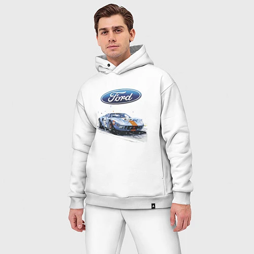 Мужской костюм оверсайз Ford Motorsport / Белый – фото 3