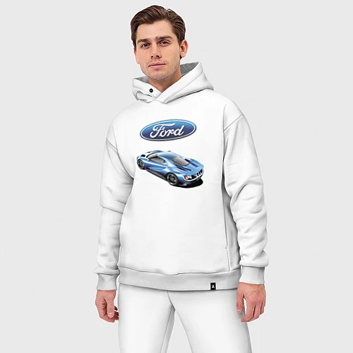 Мужской костюм оверсайз Ford Motorsport Racing team / Белый – фото 3