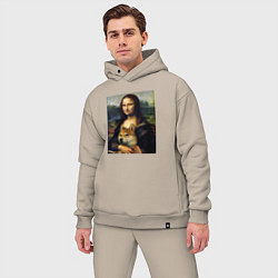 Мужской костюм оверсайз Shiba Inu Mona Lisa, цвет: миндальный — фото 2