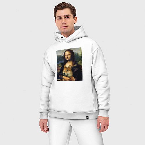 Мужской костюм оверсайз Shiba Inu Mona Lisa / Белый – фото 3