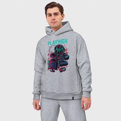 Мужской костюм оверсайз Космонавт геймер / Меланж – фото 3