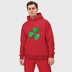Мужской костюм оверсайз Ирландский Клевер День Св Патрика, цвет: красный — фото 2