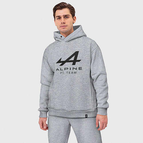 Мужской костюм оверсайз Alpine F1 team Black Logo / Меланж – фото 3