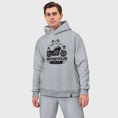 Мужской костюм оверсайз Motorcycle Born to ride / Меланж – фото 3