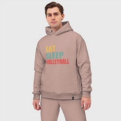 Мужской костюм оверсайз Eat - Sleep - Volleyball, цвет: пыльно-розовый — фото 2