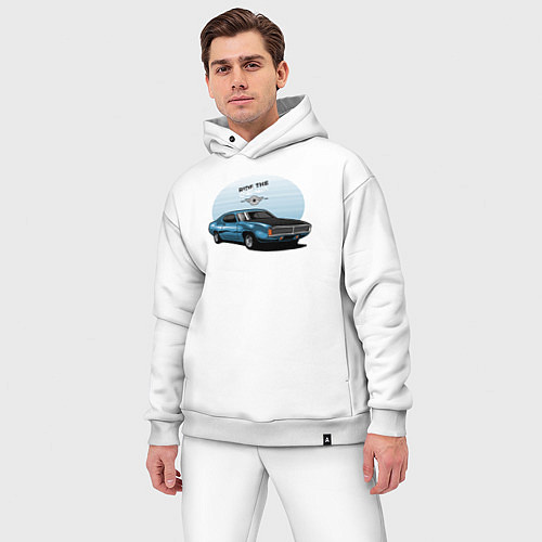 Мужской костюм оверсайз Ретро-автомобиль / Белый – фото 3