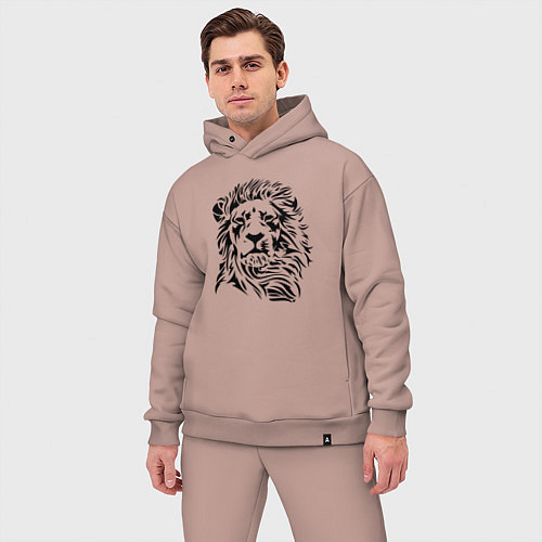 Мужской костюм оверсайз Lion Graphics / Пыльно-розовый – фото 3