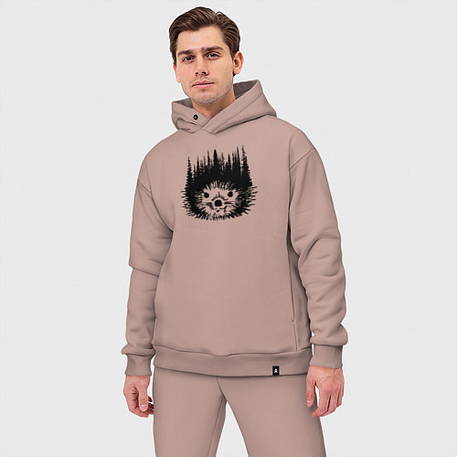 Мужской костюм оверсайз Ёжик и лес / Пыльно-розовый – фото 3