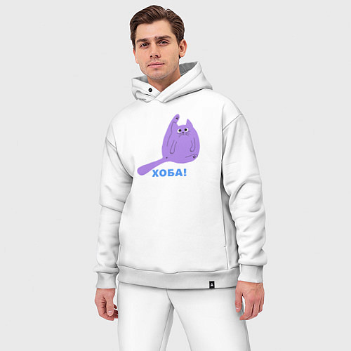 Мужской костюм оверсайз Кот с поднятой лапой Хоба / Белый – фото 3