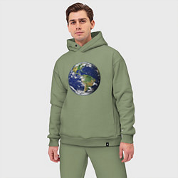 Мужской костюм оверсайз Земля Вид из космоса, цвет: авокадо — фото 2