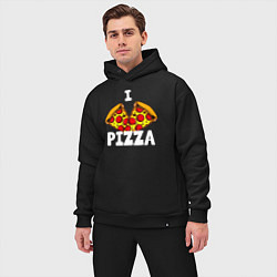 Мужской костюм оверсайз Я люблю пиццу 2 слайса, цвет: черный — фото 2