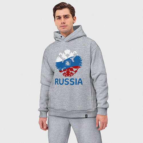 Мужской костюм оверсайз Russia / Меланж – фото 3