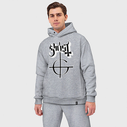 Мужской костюм оверсайз Ghost logo / Меланж – фото 3