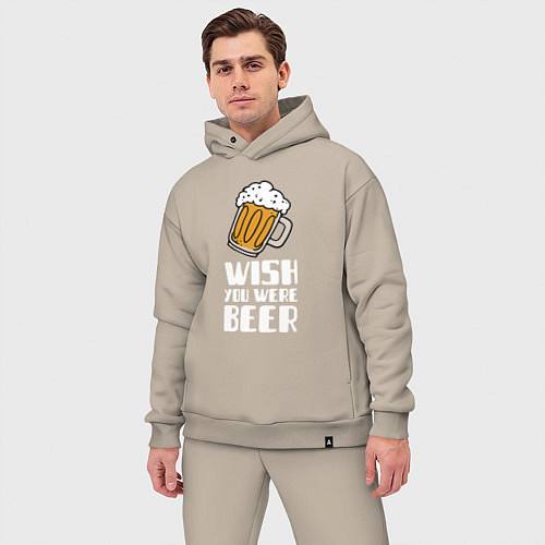 Мужской костюм оверсайз Wish you were beer / Миндальный – фото 3