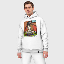 Мужской костюм оверсайз Бассет-хаунд с картами, цвет: белый — фото 2